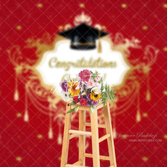 Aperturee - Red Gold Graduation Ceremony Photos Studio Backdrop