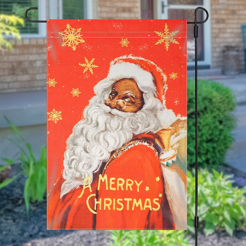 Aperturee - Red Gold Santa Claus Snowflake Christmas Garden Flag