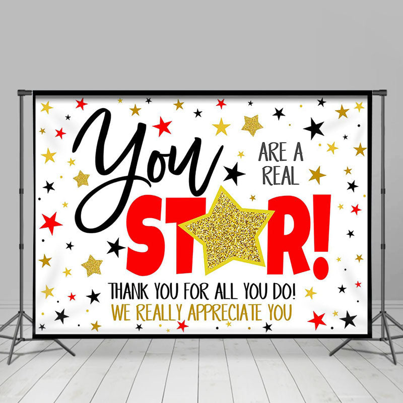 Aperturee - Red Gold You Star Thank Appreciate Party Backdrop