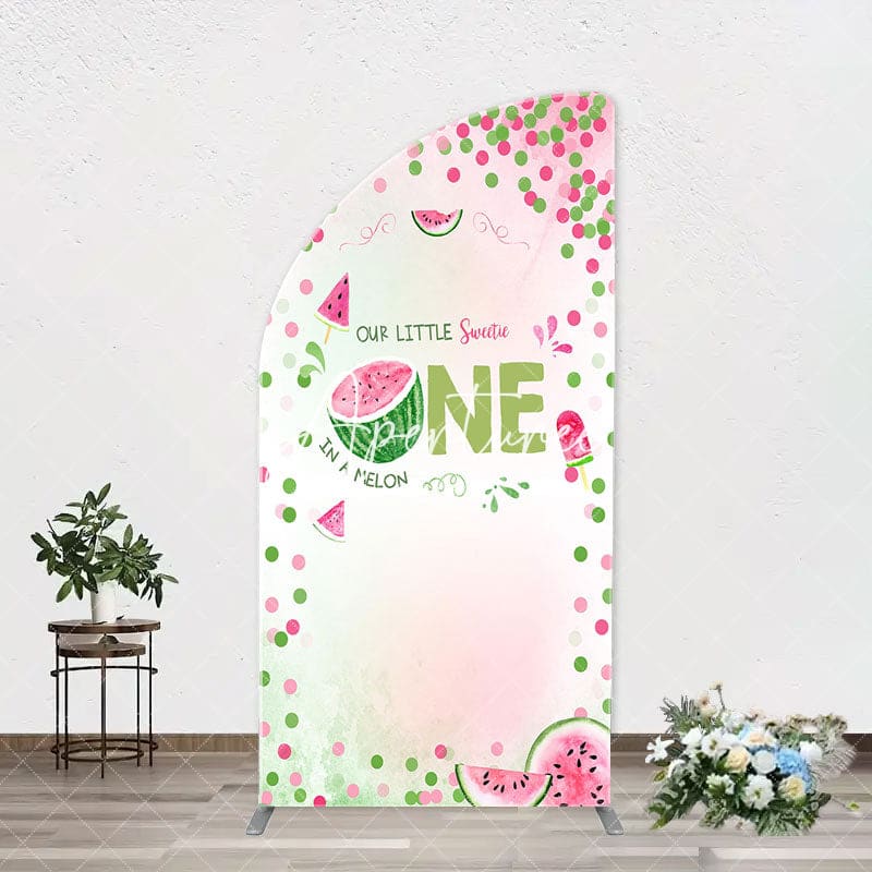 Aperturee - Red Green Dots Watermelon 1st Birthday Arch Backdrop