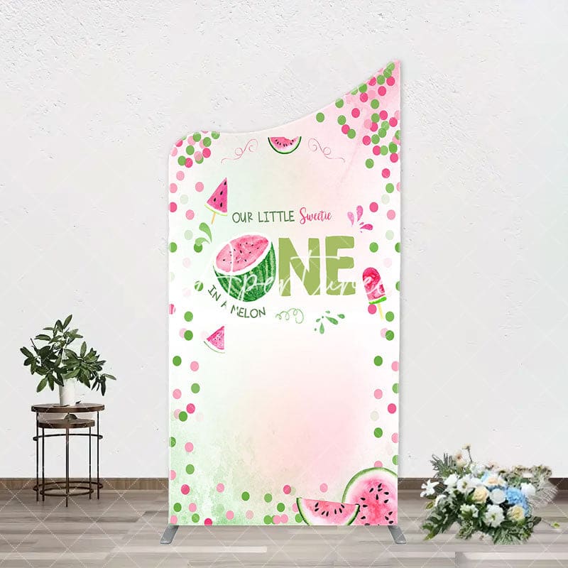 Aperturee - Red Green Dots Watermelon 1st Birthday Arch Backdrop