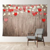 Aperturee - Red Heart Light Stripe Wooden Valentines Backdrop
