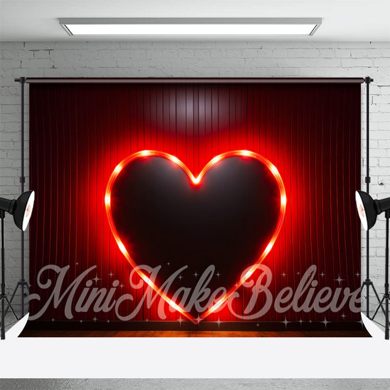 Aperturee - Red Heart Neon Light Classy Valentines Day Backdrop