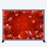Aperturee - Red Hearts White Lines Bokeh Valentines Day Backdrop