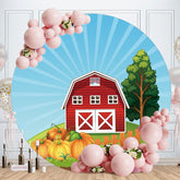Aperturee - Red House And Pumpking Round Birthday Backdrop