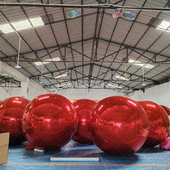 Aperturee - Red Inflatable Shiny Ball Pvc Mirror Party Balloon