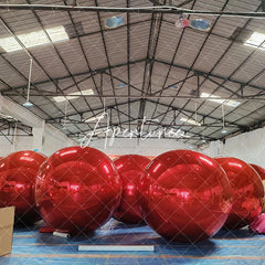 Aperturee - Red Inflatable Shiny Ball Pvc Mirror Party Balloon