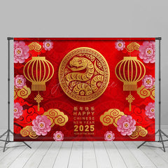 Aperturee - Red Lantern Zodiac Snake Happy Chinese New Year Backdrop