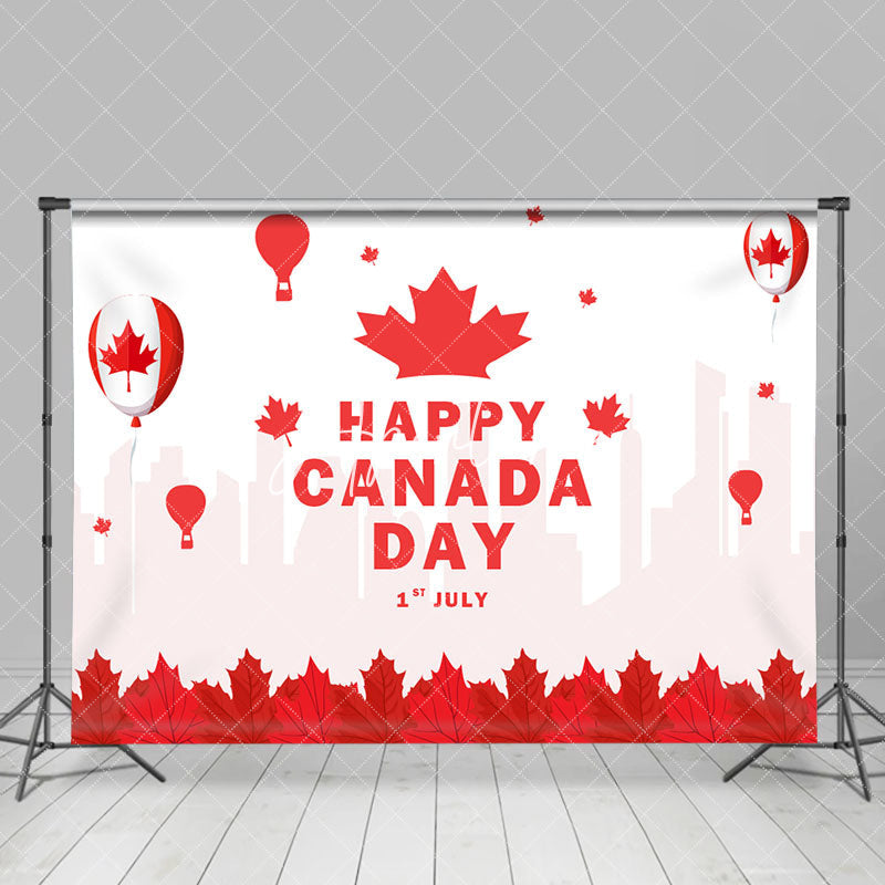 Aperturee - Red Maple Leaf Balloons Happy Canada Day Backdrop