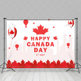 Aperturee - Red Maple Leaf Balloons Happy Canada Day Backdrop