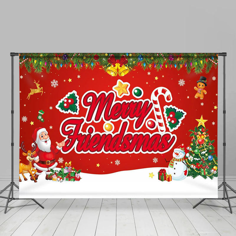 Aperturee - Red Merry Friendsmas Santa Tree Snowy Xmas Backdrop