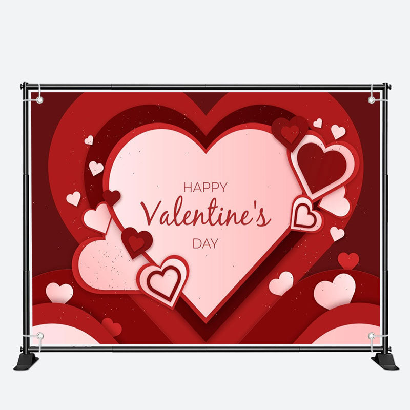 Aperturee - Red Overlap Hearts Happy Valentines Day Backdrop