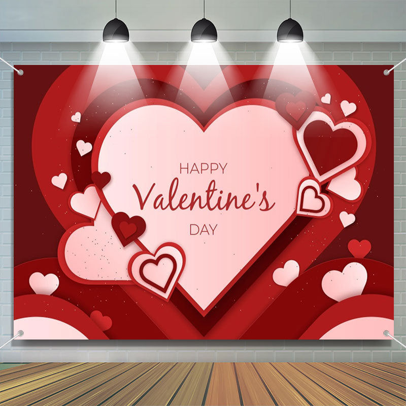 Aperturee - Red Overlap Hearts Happy Valentines Day Backdrop