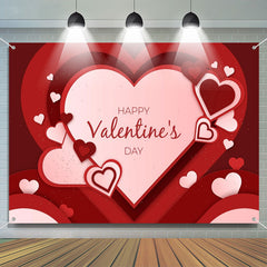 Aperturee - Red Overlap Hearts Happy Valentines Day Backdrop