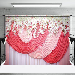 Aperturee - Red Pink White Floral Valentines Day Photo Backdrop