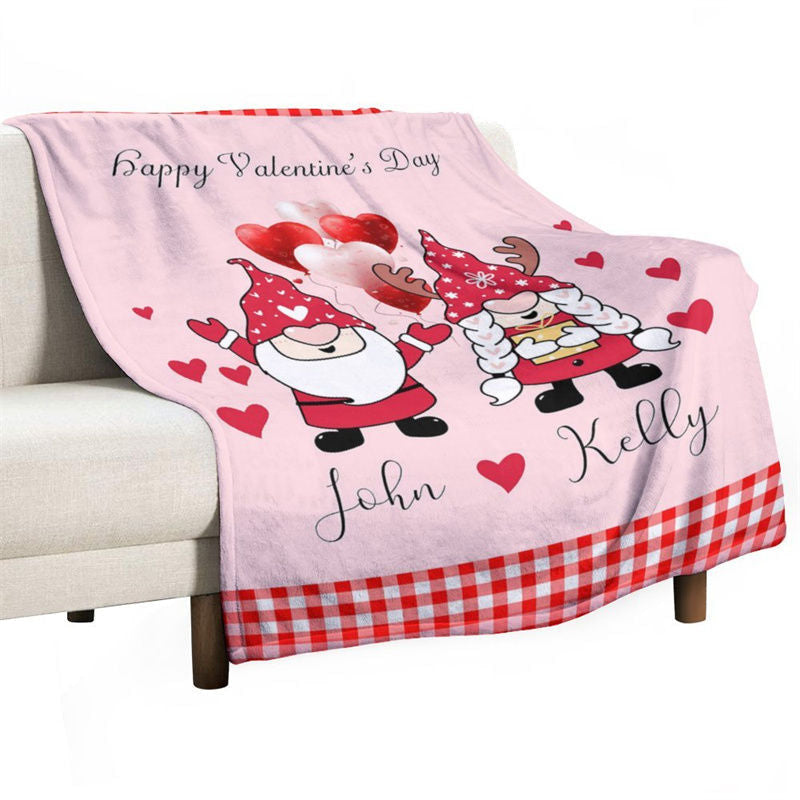 Aperturee - Red Plaid Dwarf Custom Name Valentines Day Blanket