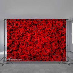Aperturee - Red Rose Simple Sweet Happy Valentine Day Backdrop