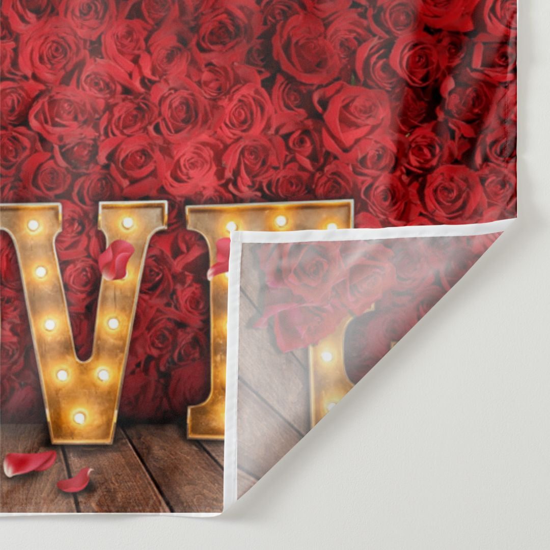 Aperturee - Red Rose With Light Love Happy Valentines Backdrop