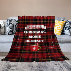Aperturee - Red Scottish Plaid Drink Custom Name Christmas Blanket