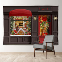 Aperturee - Red Shop Sweet Ginger Bauble Christmas Backdrop