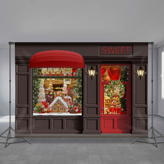 Aperturee - Red Shop Sweet Ginger Bauble Christmas Backdrop