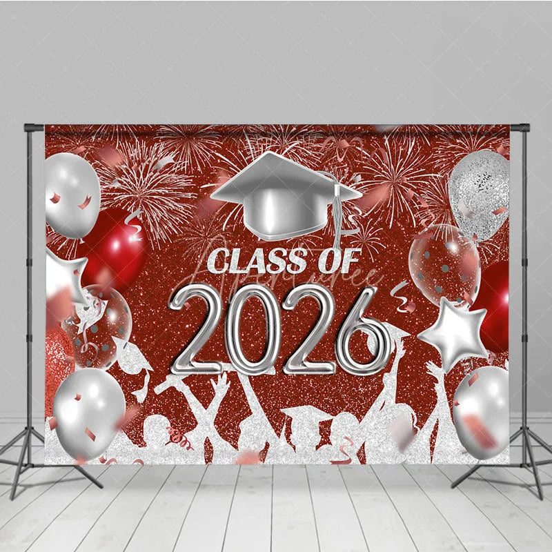 Aperturee - Red Silver Balloon Class Of 2026 Photoshoot Backdrop