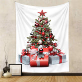 Aperturee - Red Silver Christmas Tree Wall Hanging Tapestry Deco