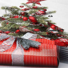 Aperturee - Red Silver Christmas Tree Wall Hanging Tapestry Deco