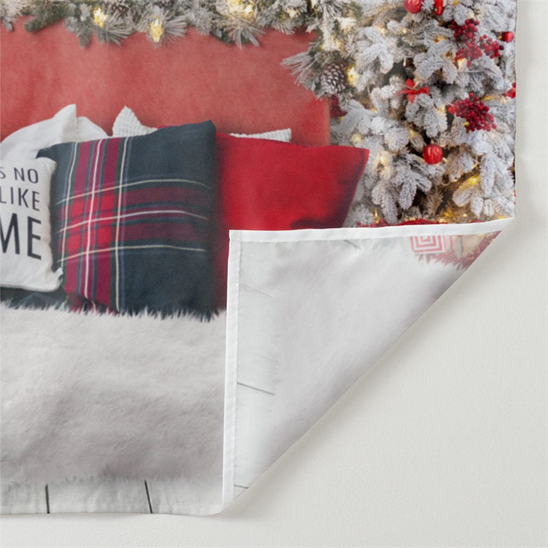 Aperturee - Red Sofa Room Deco Tree Light Christmas Backdrop