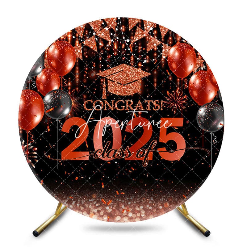 Aperturee - Red Sparkling Balloon Bokeh 2025 Circle Grad Backdrop