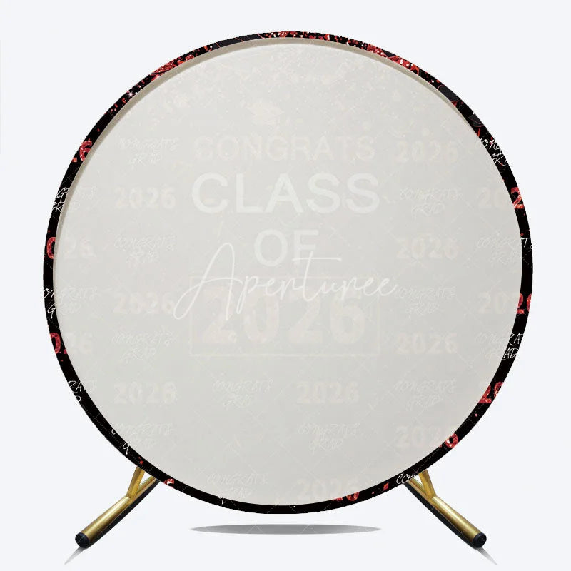 Aperturee - Red Sparkling Congrats Black Circle 2026 Grad Backdrop
