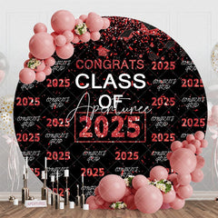 Aperturee - Red Sparkling Congrats Black Circle 2025 Grad Backdrop