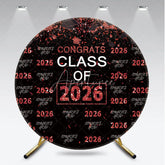 Aperturee - Red Sparkling Congrats Black Circle 2026 Grad Backdrop