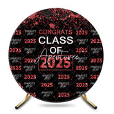 Aperturee - Red Sparkling Congrats Black Circle 2025 Grad Backdrop
