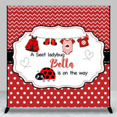 Aperturee - Red Sweet Ladybug Custom Name Baby Shower Backdrop