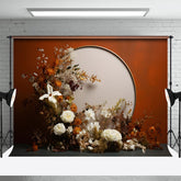 Aperturee - Red Wall White Circle Flower Photography Backdrop