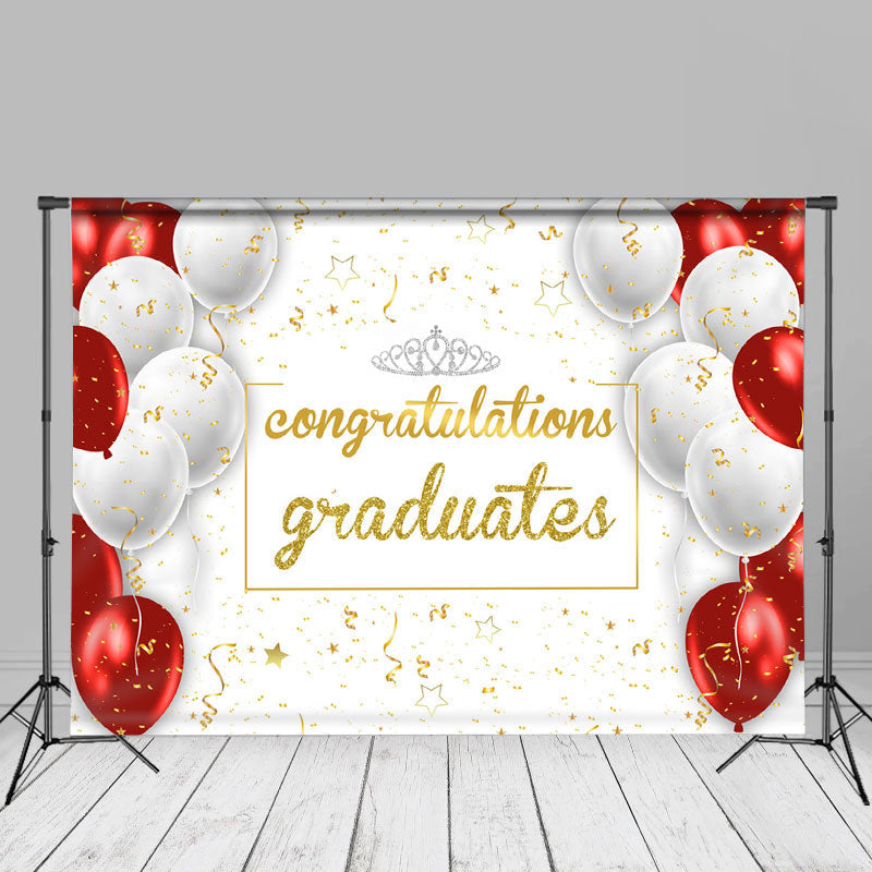 Aperturee - Red White Balloons Ivory Grad Backdrop For Photography