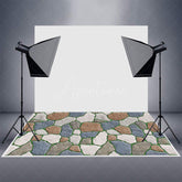 Aperturee - Red White Blue Garden Paving Stone Rubber Floor Mat