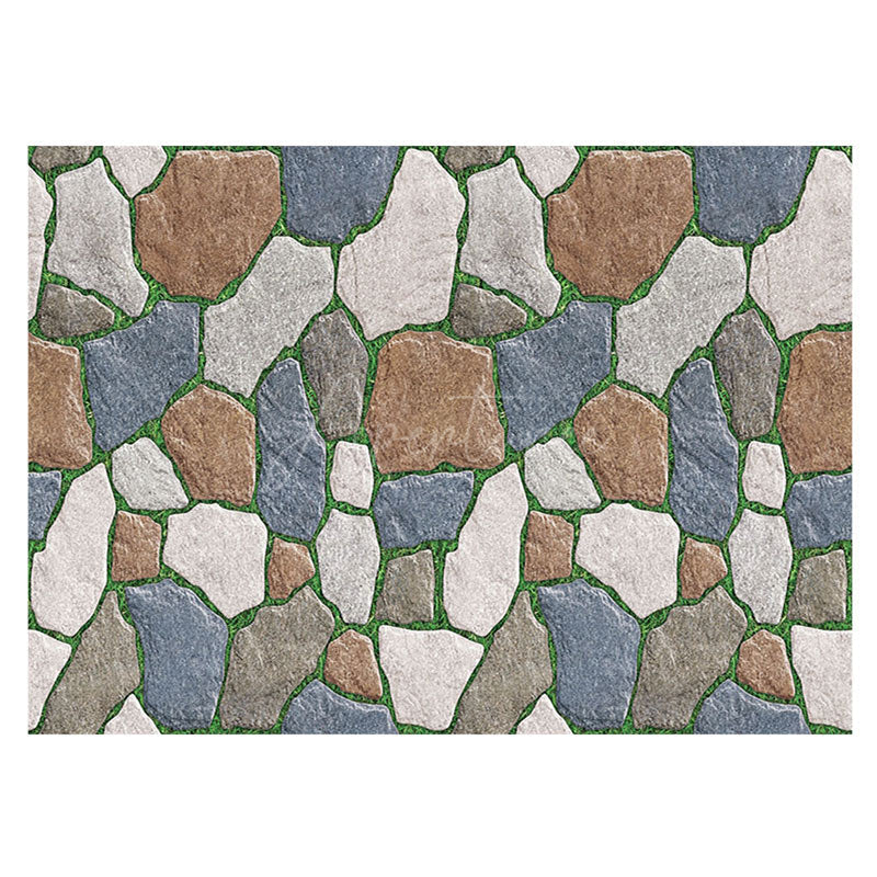 Aperturee - Red White Blue Garden Paving Stone Rubber Floor Mat