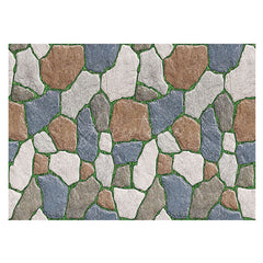 Aperturee - Red White Blue Garden Paving Stone Rubber Floor Mat