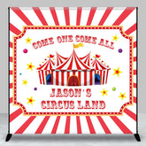 Aperturee - Red White Circusland Custom Birthday Party Backdrop
