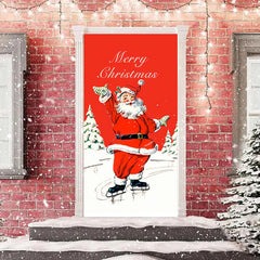 Aperturee - Red White Santa Claus Merry Christmas Door Cover