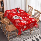 Aperturee - Red White Snowflake Christmas Pattern Tablecloth