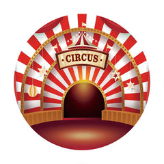 Aperturee - Red White Stripes Round Circus Birthday Backdrop