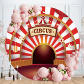 Aperturee - Red White Stripes Round Circus Birthday Backdrop