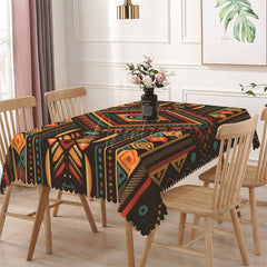 Aperturee - Red Yellow Dot Rhombus Symmetry Rectangle Tablecloth
