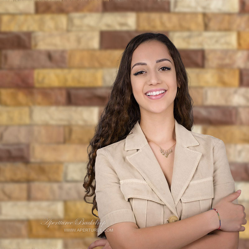 Aperturee - Regular Rough Sandstone Brick Wall Photo Backdrop