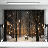 Aperturee - Reindeer Winter Forest Christmas Portrait Backdrop