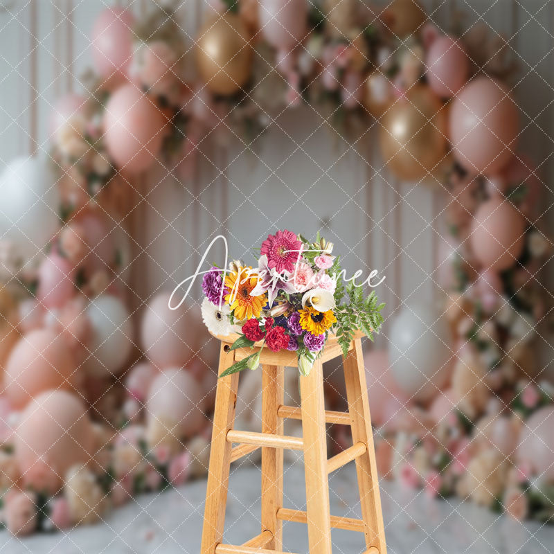 Aperturee - Relief Wall Arch Floral Bear Cake Smash Backdrop