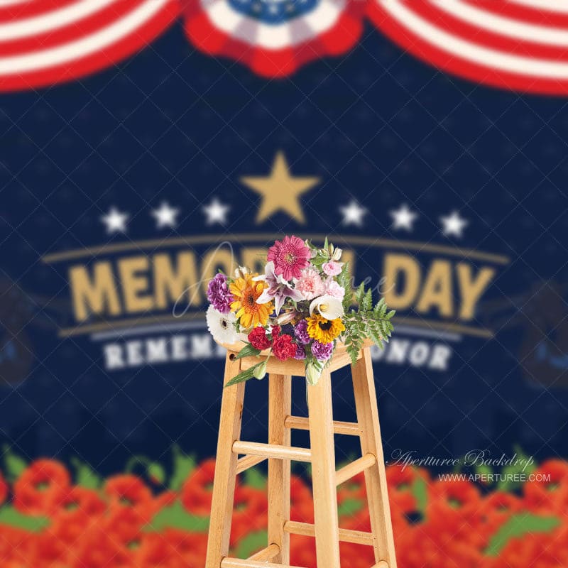 Aperturee - Remember And Honor Floral Solemn Memorial Day Backdrop